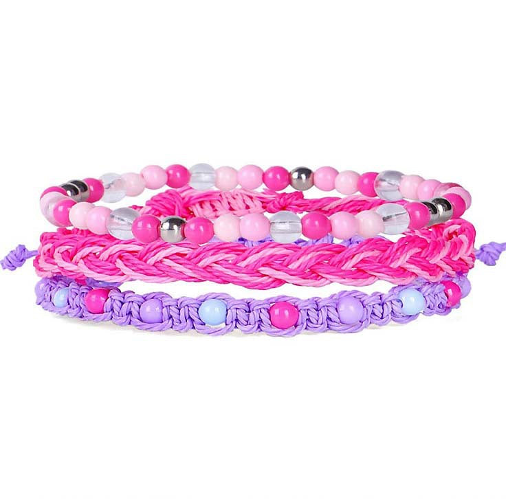 Beads Waterproof Wax Line Woven Three-piece Bracelets