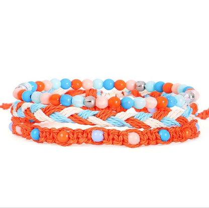 Beads Waterproof Wax Line Woven Three-piece Bracelets