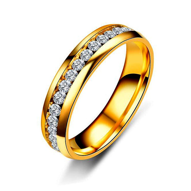 Steel Single Row Stainless Diamond Couple Rings