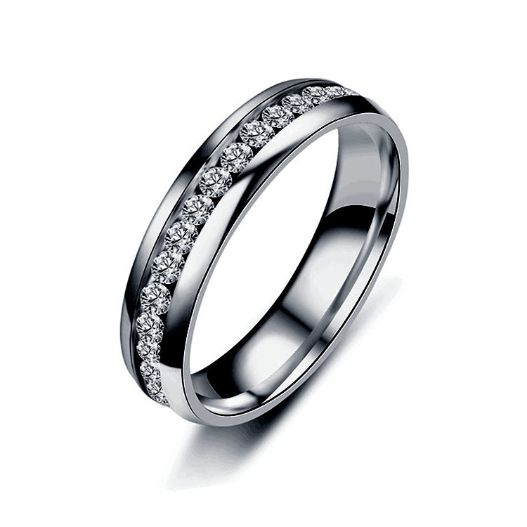 Steel Single Row Stainless Diamond Couple Rings