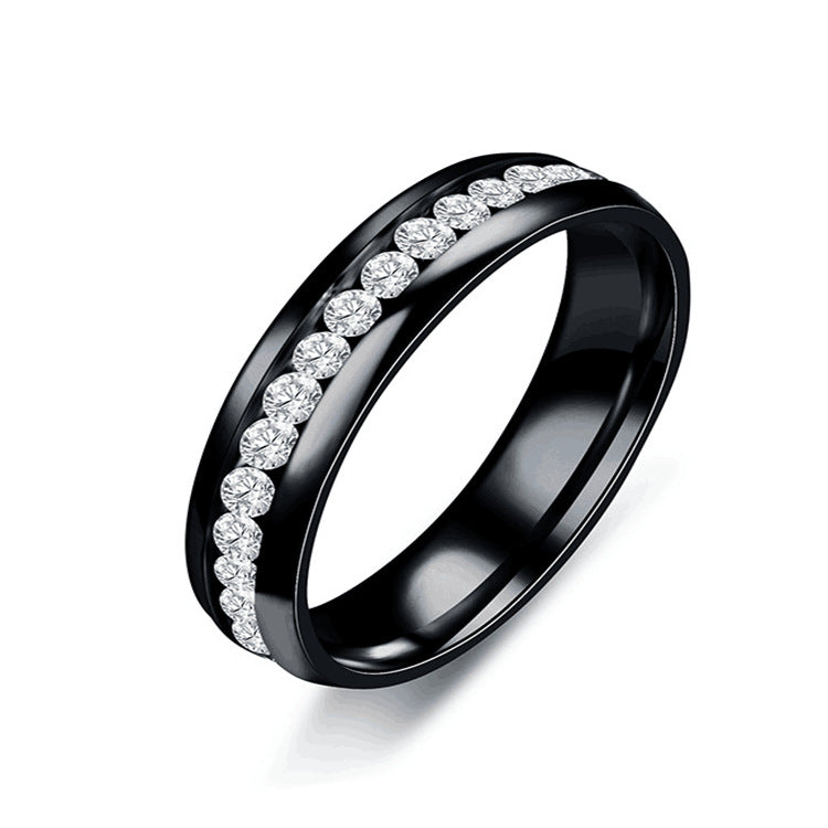 Steel Single Row Stainless Diamond Couple Rings