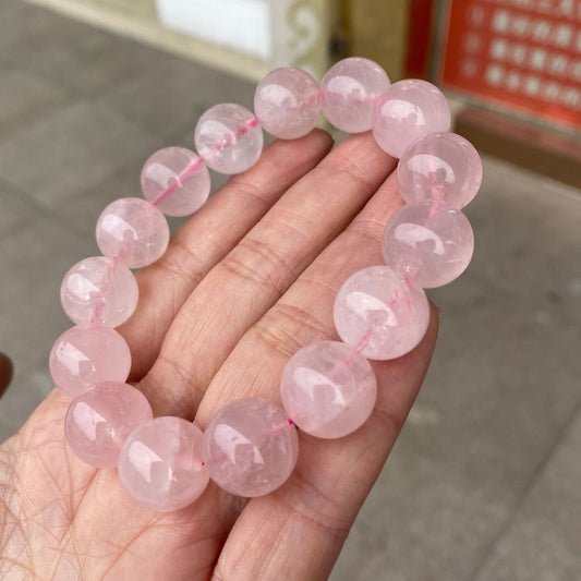 Natural Pink Crystal Single Circle Classic Bracelets