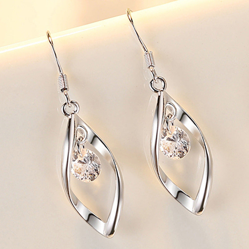 Zirconium Leaf Korean Style Fashionable All Match Jewelry Welcome Earrings