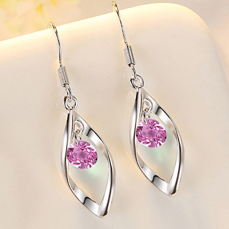 Zirconium Leaf Korean Style Fashionable All Match Jewelry Welcome Earrings