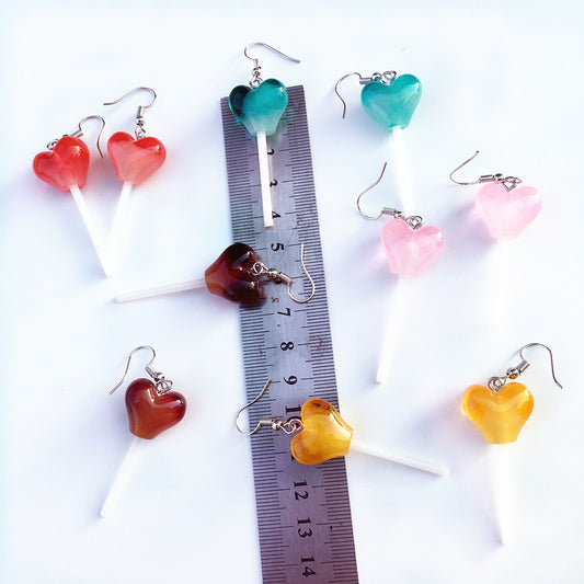 Love Lollipop Sweet Cute Heart Candy Earrings