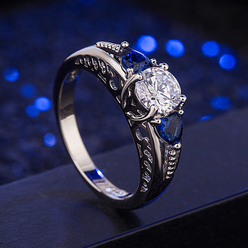 Blue Diamond Female Artificial Simple Fashion Rings