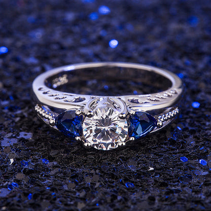 Blue Diamond Female Artificial Simple Fashion Rings