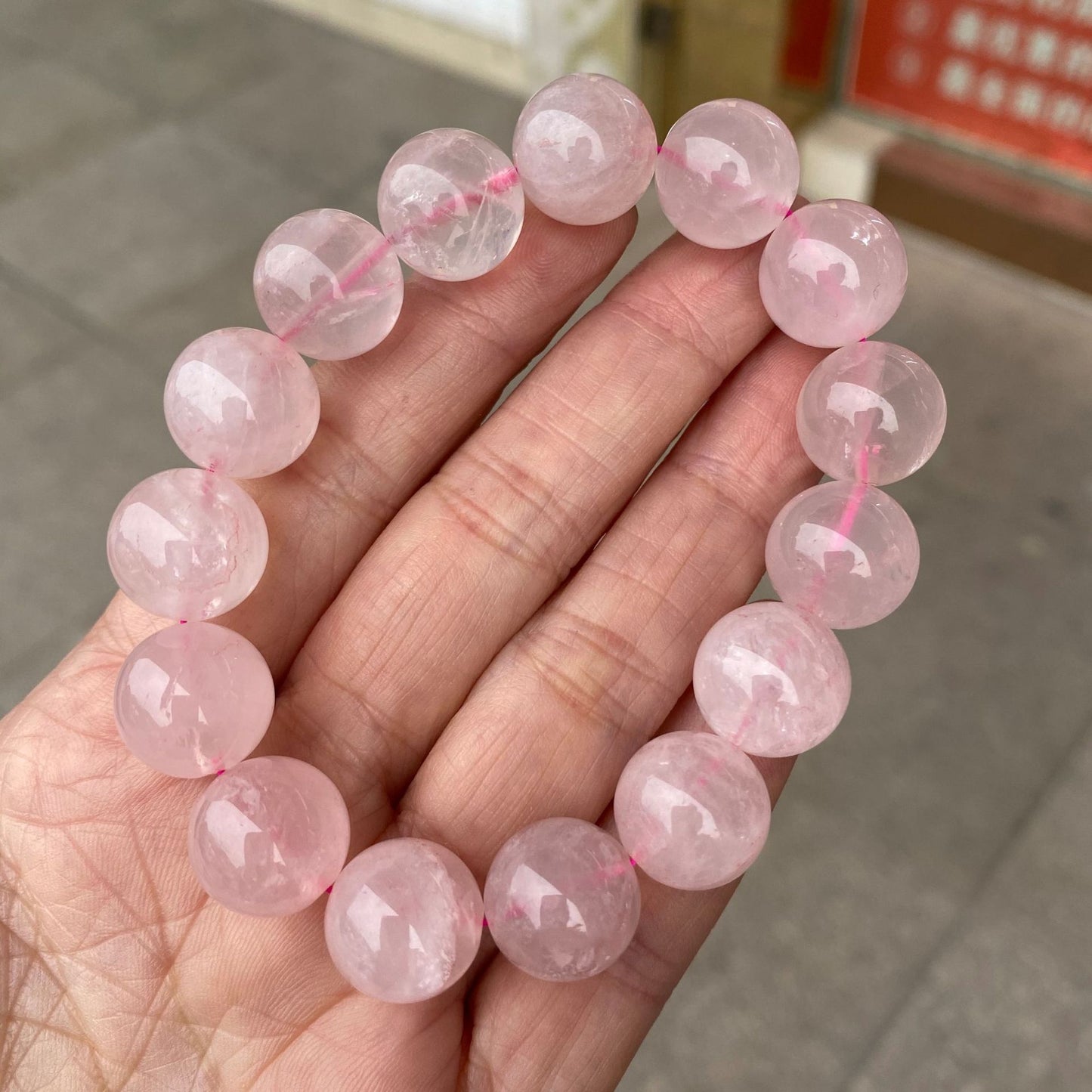 Natural Pink Crystal Single Circle Classic Bracelets