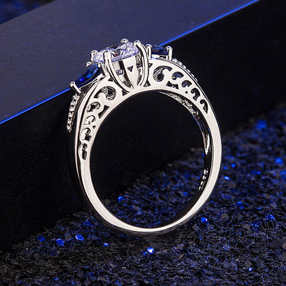 Blue Diamond Female Artificial Simple Fashion Rings