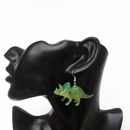 Children's Handicraft Funny Dinosaur Cool Earth Disco Earrings