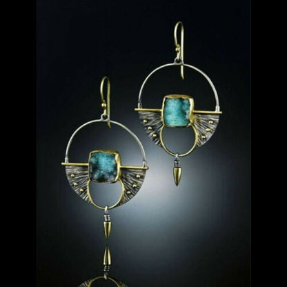 Blue Topaz Female Creative Rotational Water Earrings