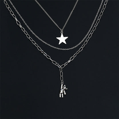 Style Fashion Double Layer Twin Cross Rabbit Necklaces