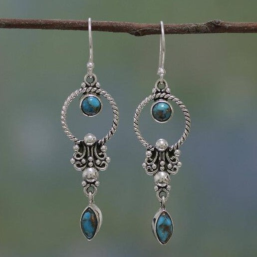 Blue Topaz Female Creative Rotational Water Earrings