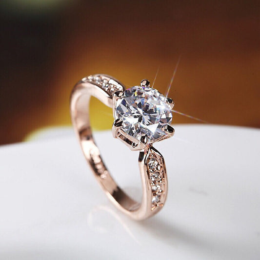 Simulation Diamond Wedding Opening Sier Female Rings