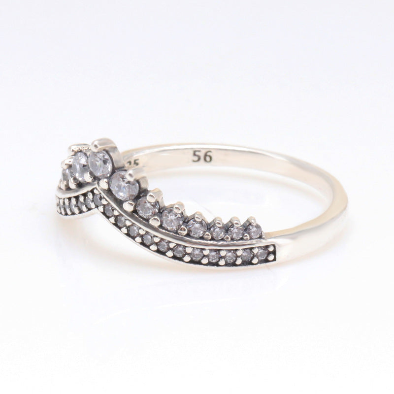 Princess White Copper Crown-shaped Temperament Twin Rings