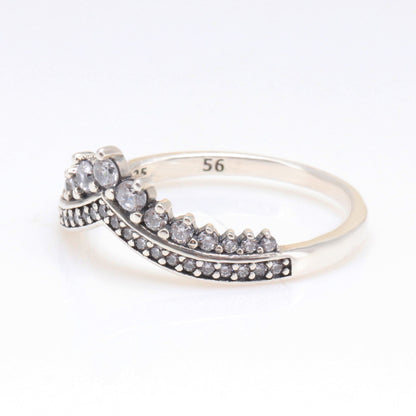 Princess White Copper Crown-shaped Temperament Twin Rings