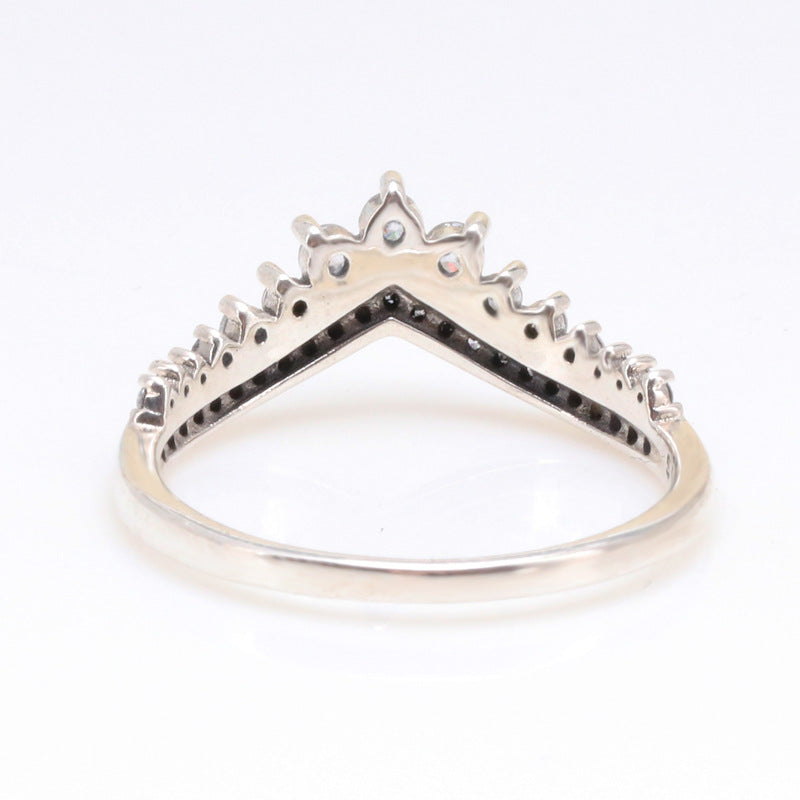 Princess White Copper Crown-shaped Temperament Twin Rings