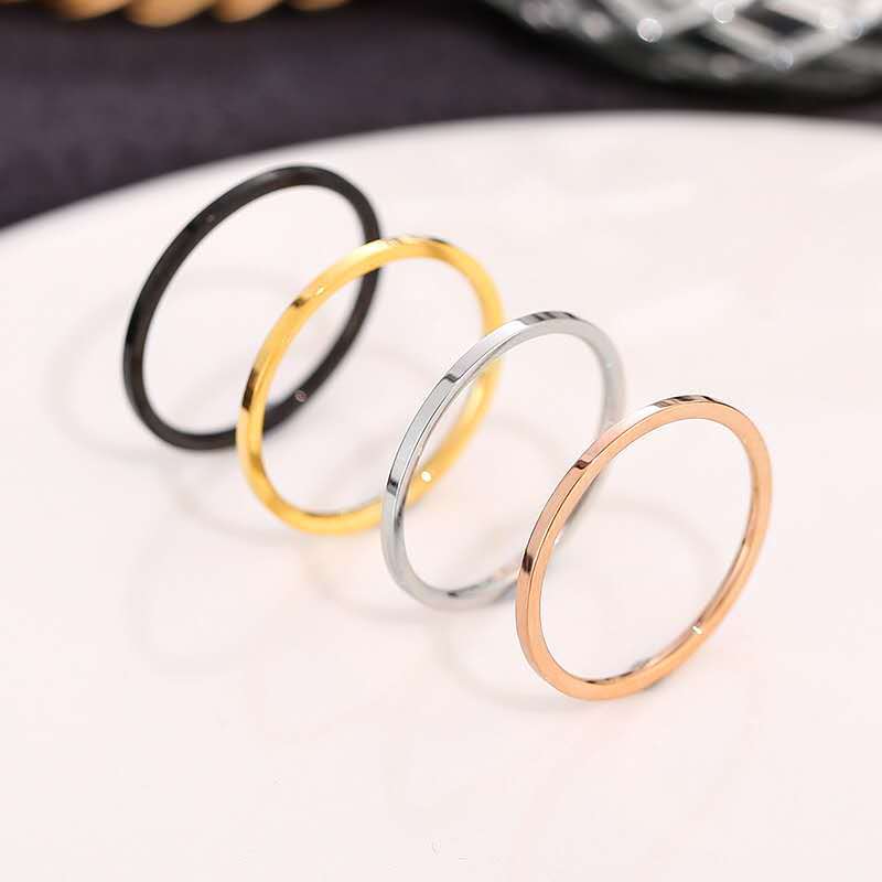 Women's Simple Very Fine Glossy Stainless Steel Rings