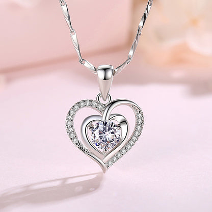 Pure Sier Heart Sterling Female Fashion Clavicle Chain Pendants