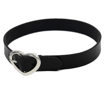 Women's Punk Goth Peach Heart Buckle Collar Necklaces