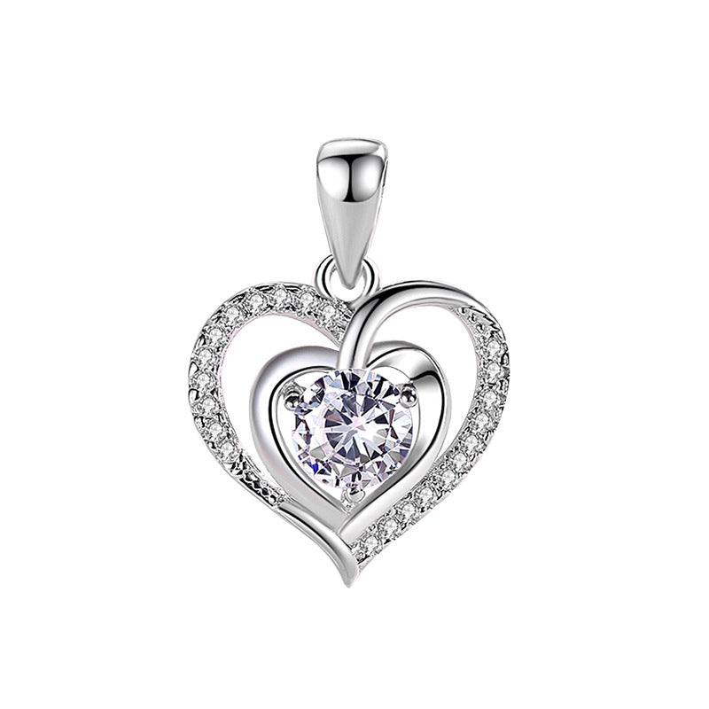 Pure Sier Heart Sterling Female Fashion Clavicle Chain Pendants