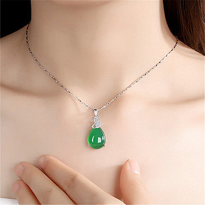 Green Chalcedony White Elegant Swan Jasper Mother's Pendants