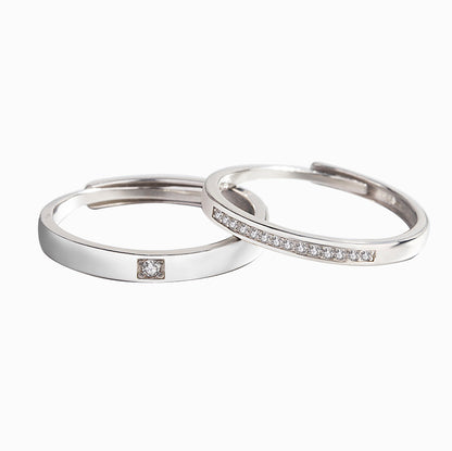 Female Design Boys Personality Simple Opening Diamond Lettering Rings