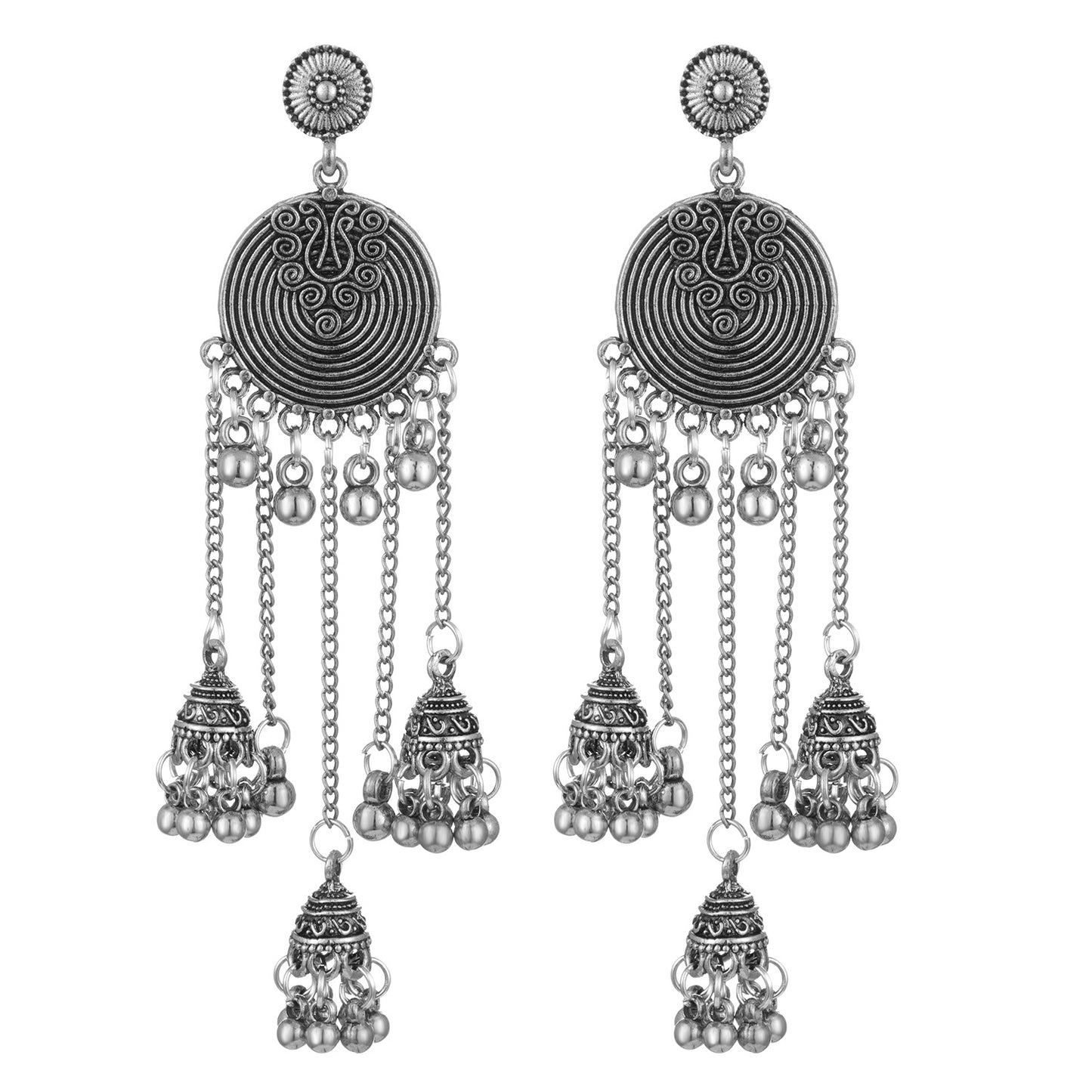 Round Bell Long Personalized Indian Ethnic Earrings