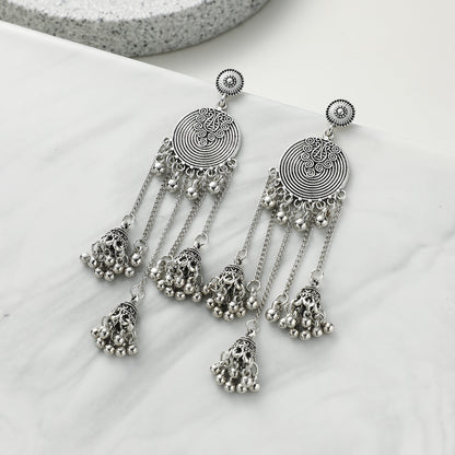 Round Bell Long Personalized Indian Ethnic Earrings