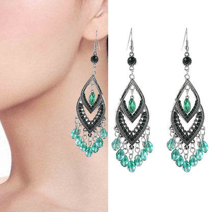 Long Retro Style Alloy Water Drop Earrings