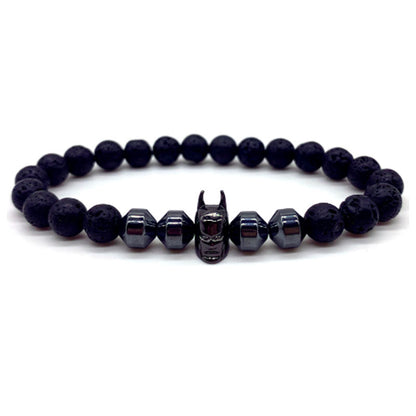 Men's Ornament Batman Charm Handmade Hematite Tigereye Bracelets