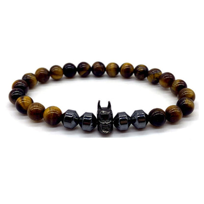 Men's Ornament Batman Charm Handmade Hematite Tigereye Bracelets