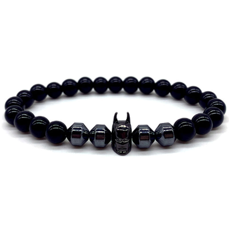 Men's Ornament Batman Charm Handmade Hematite Tigereye Bracelets