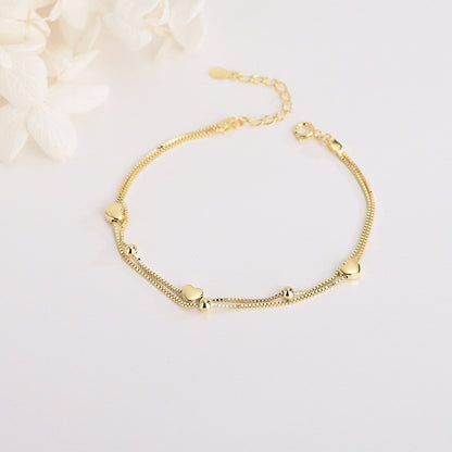 Beads Double Layers Loving Heart Fresh Bracelets