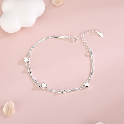 Beads Double Layers Loving Heart Fresh Bracelets