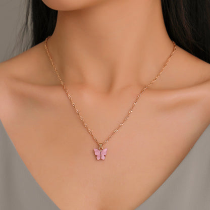 Women's Butterfly Acrylic Color Versatile Clavicle Chain Necklaces