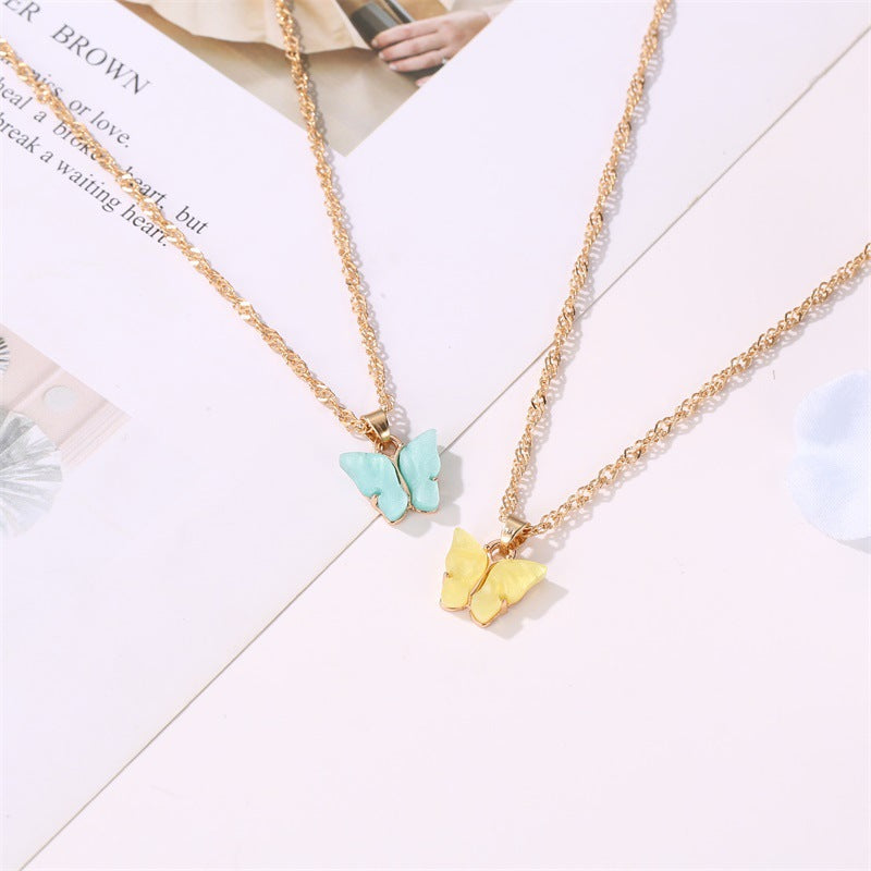 Women's Butterfly Acrylic Color Versatile Clavicle Chain Necklaces