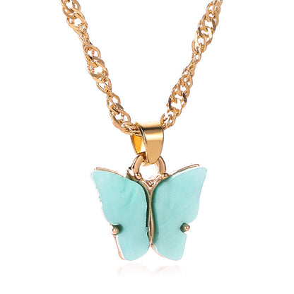 Women's Butterfly Acrylic Color Versatile Clavicle Chain Necklaces