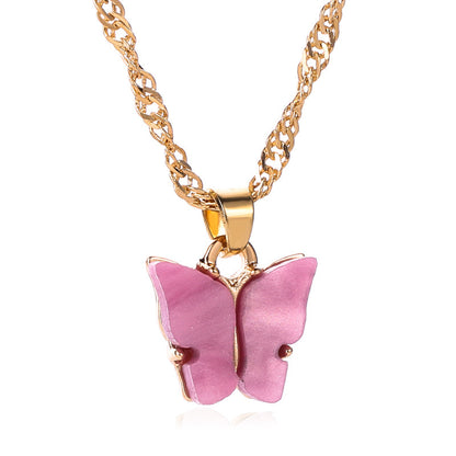 Women's Butterfly Acrylic Color Versatile Clavicle Chain Necklaces