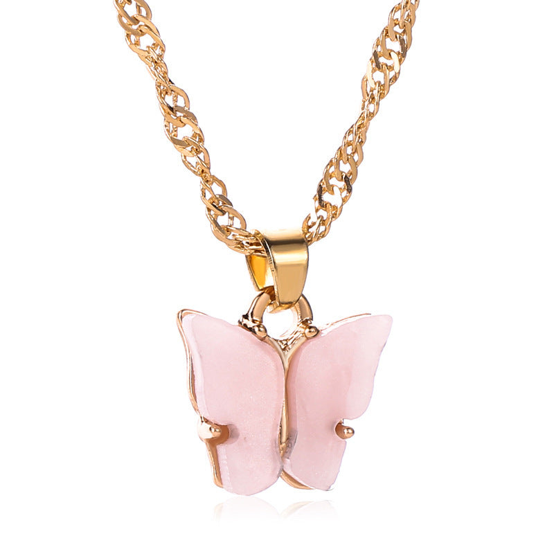 Women's Butterfly Acrylic Color Versatile Clavicle Chain Necklaces