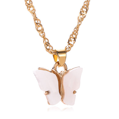 Women's Butterfly Acrylic Color Versatile Clavicle Chain Necklaces