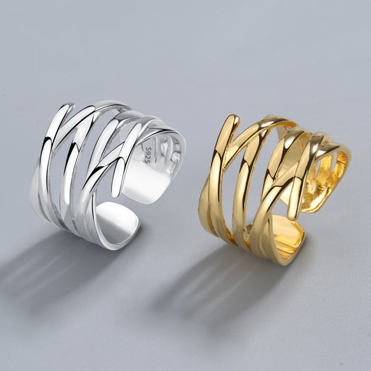 Women's Style Personalized Simple Scenery Surface Lines Rings
