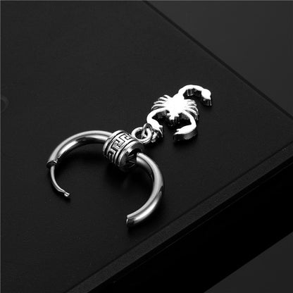 Style Stainless Steel Coil Scorpion Hipster Street Earrings