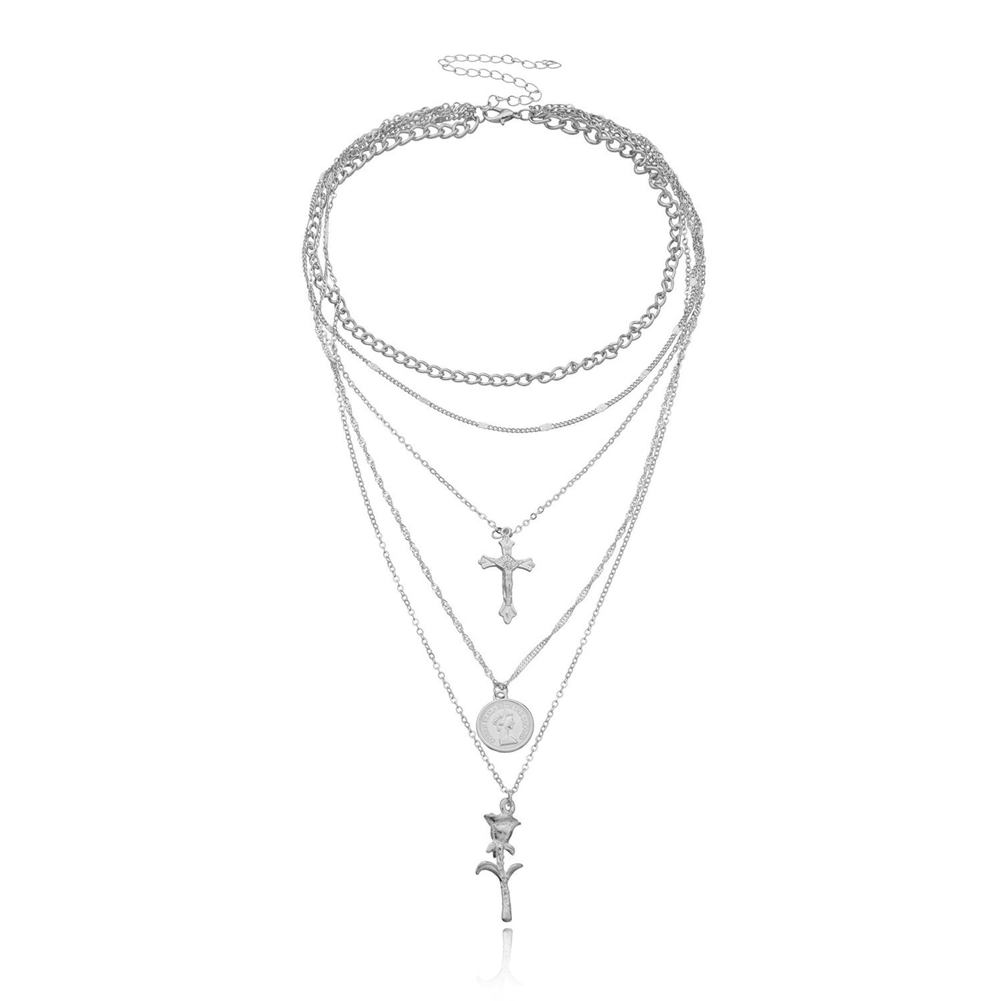 Fashion Cross Queen Head Female Temperament Necklaces