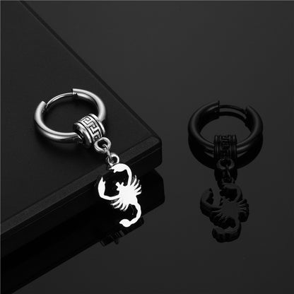 Style Stainless Steel Coil Scorpion Hipster Street Earrings