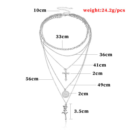 Fashion Cross Queen Head Female Temperament Necklaces