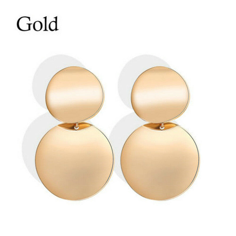 Women's Retro Metal Wafer Ear Geometric Round Earrings