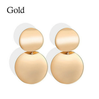 Women's Retro Metal Wafer Ear Geometric Round Earrings