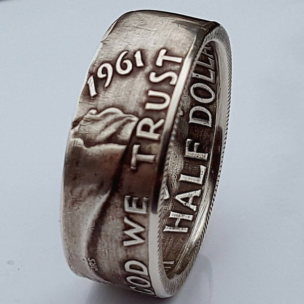 Classic We Believe In God Floating Carved Vintage Rings