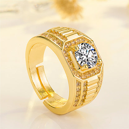 Plated Domineering Full Diamond Business Man's Rings